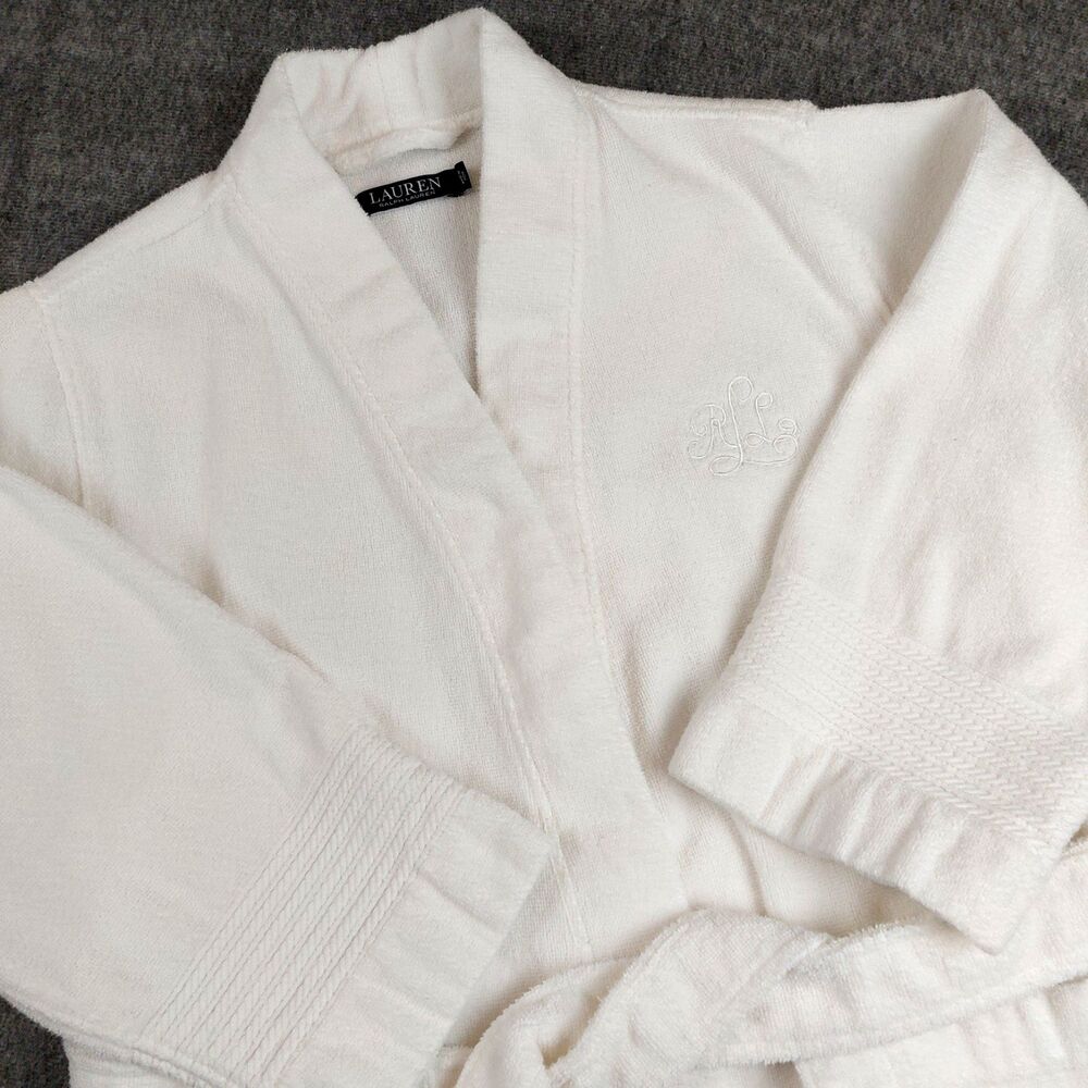 Lauren Ralph Lauren Women's Size Large Fleece Dressing Gown Robe White